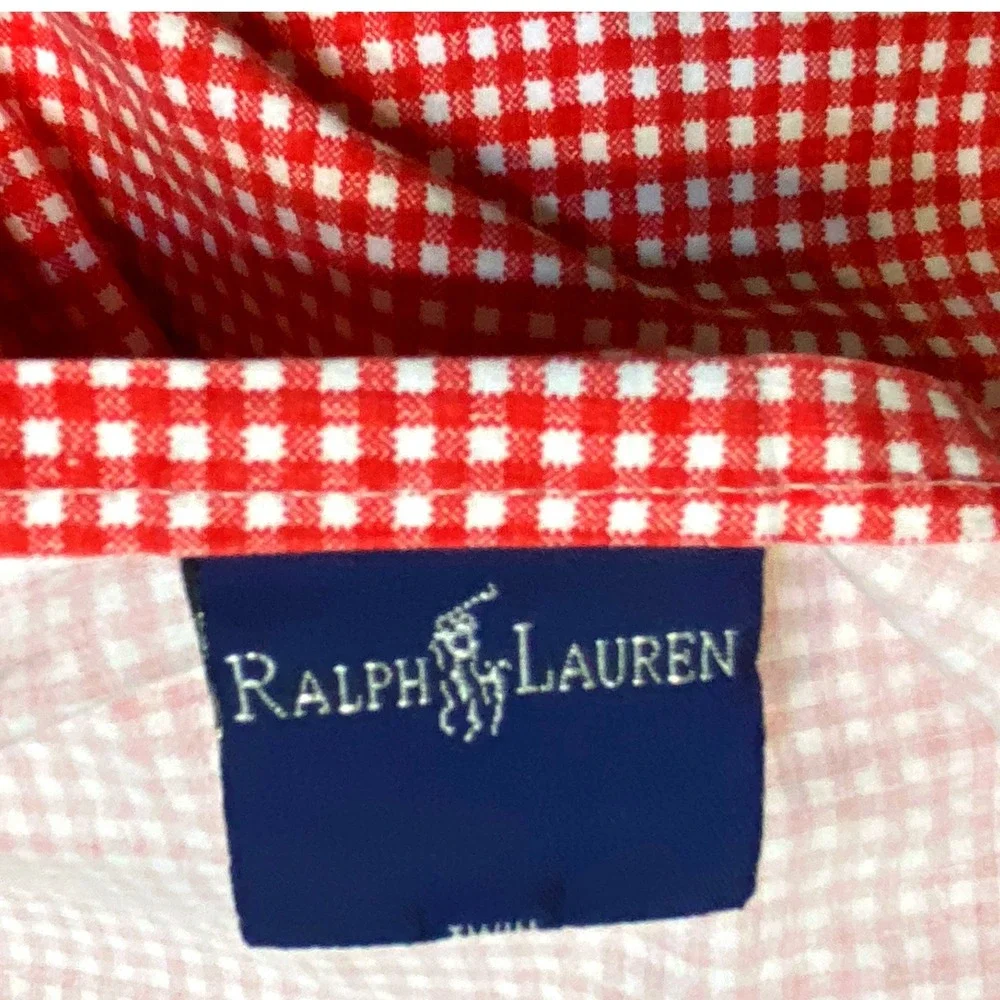 Vintage 90s Ralph Lauren Twin Red Gingham Wendy Check Plaid Flat Sheet Cotton